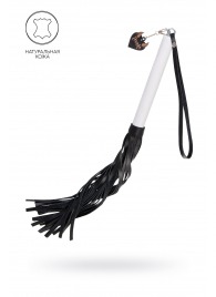 Плеть с белой рукоятью и чёрными хлыстами - 50 см. - Pecado - купить с доставкой в Ульяновске