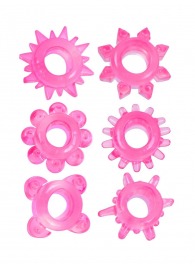 Набор из 6 розовых эрекционных колец с различным рельефом - Erowoman-Eroman - в Ульяновске купить с доставкой