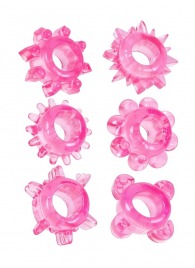 Набор из 6 розовых эрекционных колец с различным рельефом - Erowoman-Eroman - в Ульяновске купить с доставкой