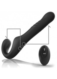 Черный безремневой страпон с вибрацией и возвратно-поступательными движениями - 24 см. - Ibiza - купить с доставкой в Ульяновске