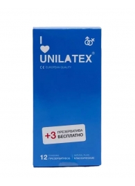 Классические презервативы Unilatex Natural Plain - 12 шт. + 3 шт. в подарок - Unilatex - купить с доставкой в Ульяновске