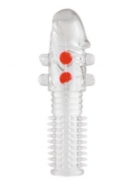 Гелевая прозрачная насадка с шариками и шипами - 14 см. - Toyfa Basic - в Ульяновске купить с доставкой