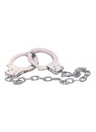 Наручники из металла с длинной цепочкой CHROME HANDCUFFS METAL HANDCUFFS W. KEY - NMC - купить с доставкой в Ульяновске