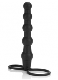 Насадка на пенис для двойного проникновения Silicone Beaded Double Rider - 14 см. - California Exotic Novelties - в Ульяновске купить с доставкой