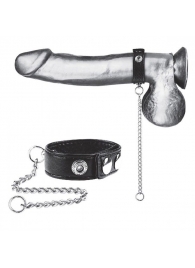 Утяжка на пенис с поводком Snap Cock Ring With 12  Leash - BlueLine - купить с доставкой в Ульяновске