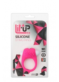 Розовое эрекционное кольцо с щеточкой LIT-UP SILICONE STIMU RING 5 - Dream Toys - в Ульяновске купить с доставкой