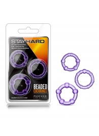 Набор из 3 фиолетовых эрекционных колец Stay Hard Beaded Cockrings - Blush Novelties - в Ульяновске купить с доставкой