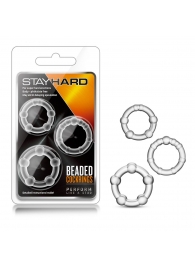 Набор из 3 прозрачных эрекционных колец Stay Hard Beaded Cockrings - Blush Novelties - в Ульяновске купить с доставкой