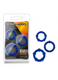 Набор из 3 синих эрекционных колец Stay Hard Beaded Cockrings - Blush Novelties - в Ульяновске купить с доставкой