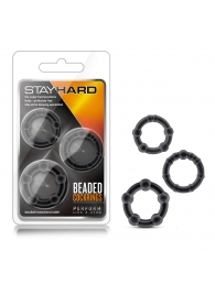 Набор из 3 чёрных эрекционных колец Stay Hard Beaded Cockrings - Blush Novelties - в Ульяновске купить с доставкой