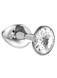 Малая серебристая анальная пробка Diamond Clear Sparkle Small с прозрачным кристаллом - 7 см. - Lola Games - купить с доставкой в Ульяновске