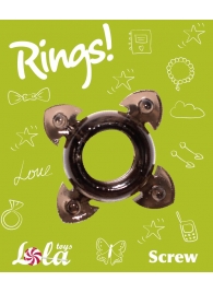 Чёрное эрекционное кольцо Rings Screw - Lola Games - в Ульяновске купить с доставкой