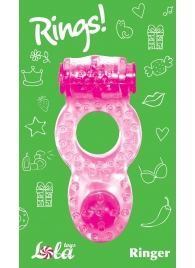 Розовое эрекционное кольцо с вибрацией Rings Ringer - Lola Games - в Ульяновске купить с доставкой