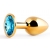 Золотистая анальная пробка с голубым стразом - 7,2 см. - Anal Jewelry Plug - купить с доставкой в Ульяновске