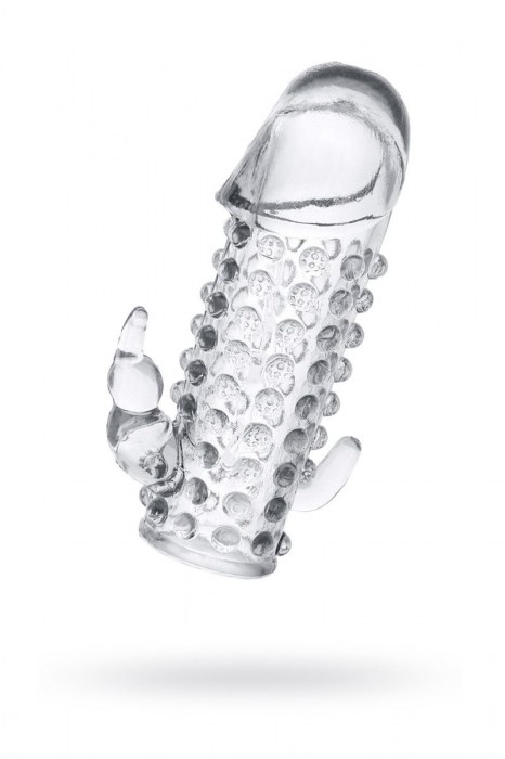 Гелевая прозрачная насадка с 2 отростками - 13 см. - Toyfa Basic - в Ульяновске купить с доставкой