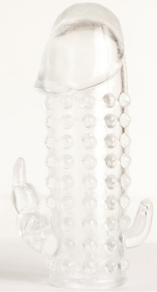 Гелевая прозрачная насадка с 2 отростками - 13 см. - Toyfa Basic - в Ульяновске купить с доставкой