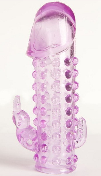 Закрытая фиолетовая насадка с 2 отростками - 13 см. - Toyfa Basic - в Ульяновске купить с доставкой