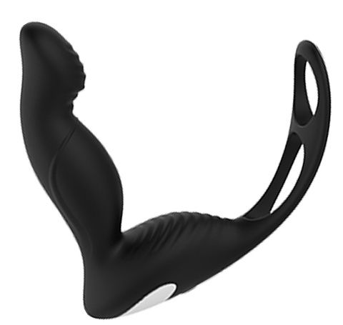 Черный вибромассажер простаты P-PLEASER W ERECTION ENHANCE - Dream Toys - в Ульяновске купить с доставкой