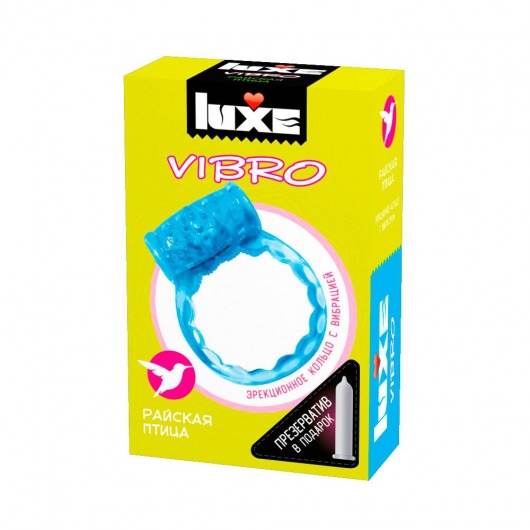 Голубое эрекционное виброкольцо Luxe VIBRO  Райская птица  + презерватив - Luxe - в Ульяновске купить с доставкой