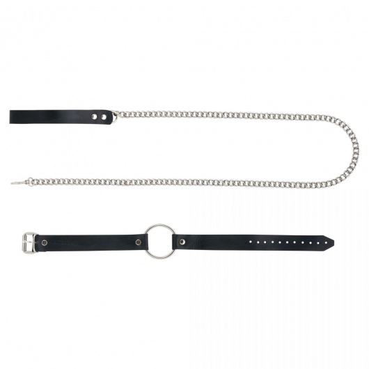 Черный поводок и чокер с кольцом Rada - Rebelts - купить с доставкой в Ульяновске