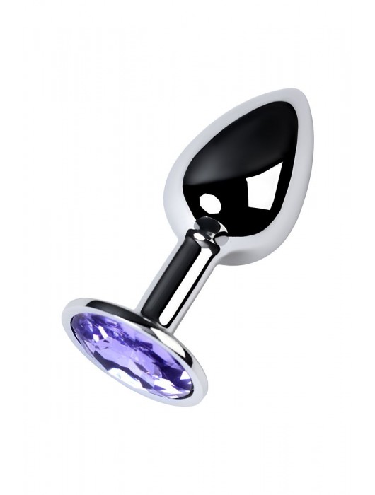 Серебристая конусовидная анальная пробка с фиолетовым кристаллом - 7 см. - ToyFa - купить с доставкой в Ульяновске