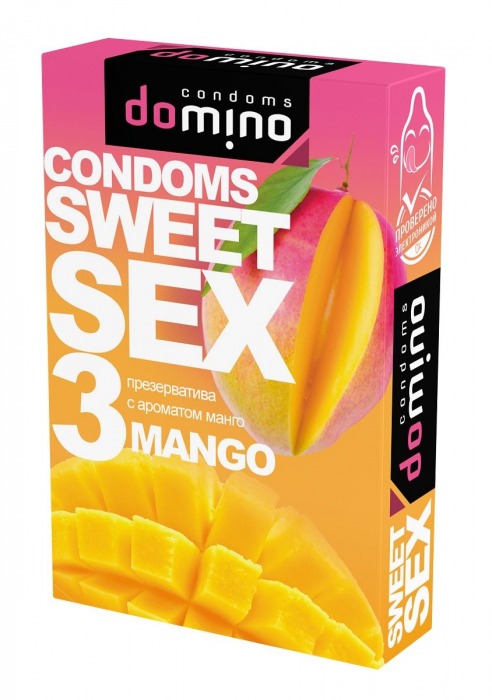 Презервативы для орального секса DOMINO Sweet Sex с ароматом манго - 3 шт. - Domino - купить с доставкой в Ульяновске