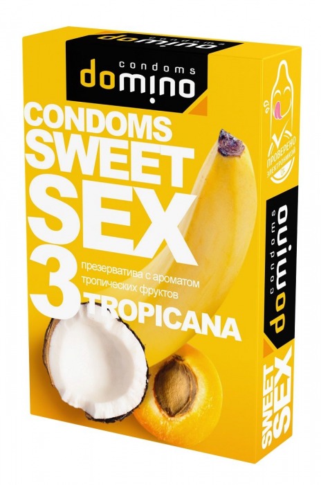 Презервативы для орального секса DOMINO Sweet Sex с ароматом тропических фруктов - 3 шт. - Domino - купить с доставкой в Ульяновске