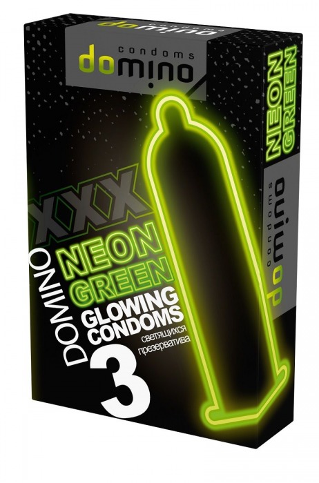 Презервативы DOMINO Neon Green со светящимся в темноте кончиком - 3 шт. - Domino - купить с доставкой в Ульяновске