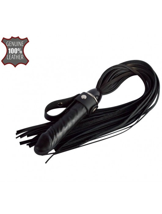 Черная плеть  Ковбой  с ручкой-фаллосом - 55 см. - Sitabella - купить с доставкой в Ульяновске