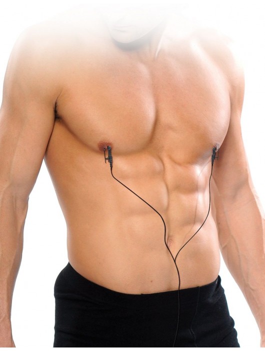 Черные электрические зажимы для сосков Shock Therapy Nipple Clamps - Pipedream - купить с доставкой в Ульяновске