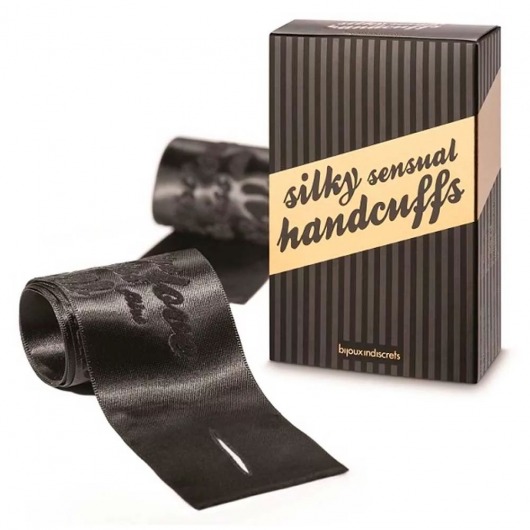 Черные ленты для связывания SILKY SENSUAL HANDCUFFS - Bijoux Indiscrets - купить с доставкой в Ульяновске