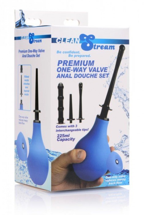 Анальный душ с 3 насадками Premium One-way Valve Anal Douche Set - XR Brands - купить с доставкой в Ульяновске