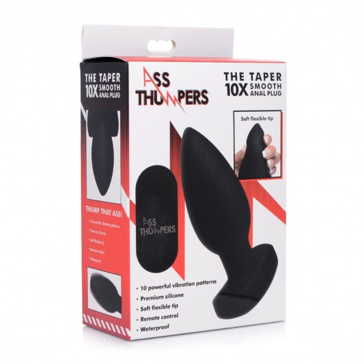 Черная анальная вибропробка с пультом ДУ The Taper 10X - 13 см. - XR Brands