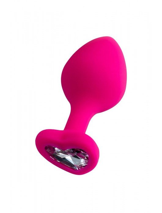 Розовая анальная втулка Diamond Heart с прозрачным кристаллом - 8 см. - ToyFa - купить с доставкой в Ульяновске