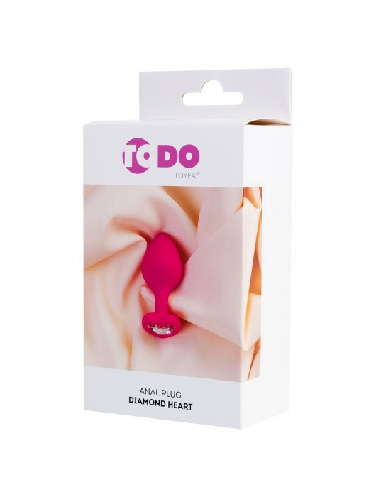 Розовая анальная втулка Diamond Heart с прозрачным кристаллом - 8 см. - ToyFa - купить с доставкой в Ульяновске