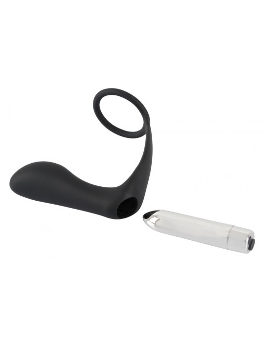 Черное эрекционное кольцо с анальной вибропробкой Vibrating Ring   Plug - Orion - в Ульяновске купить с доставкой