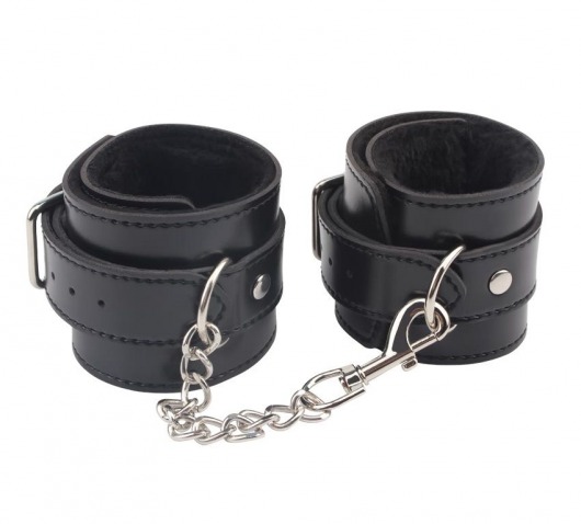 Черные оковы на ноги Obey Me Leather Ankle Cuffs - Chisa - купить с доставкой в Ульяновске