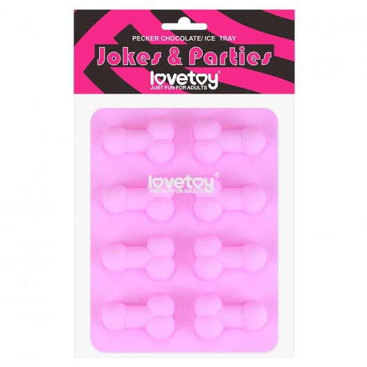 Розовая формочка для льда и шоколада Pecker Chocolate/Ice Tray - Lovetoy - купить с доставкой в Ульяновске