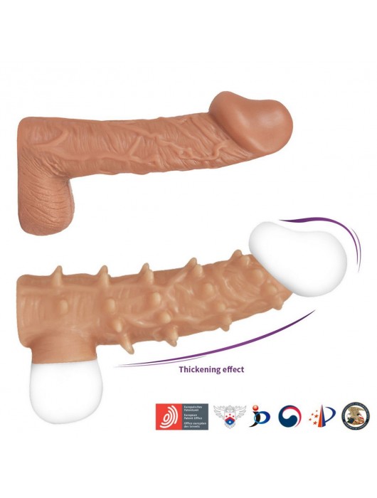 Телесная насадка с шипами и открытой головкой Nude Sleeve L - 14 см. - KOKOS - в Ульяновске купить с доставкой