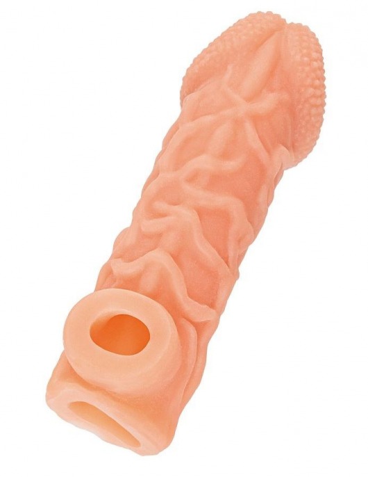 Телесная закрытая насадка с венками Cock Sleeve Size S - 13,8 см. - KOKOS - в Ульяновске купить с доставкой