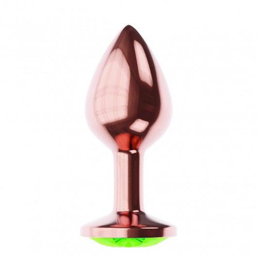 Пробка цвета розового золота с лаймовым кристаллом Diamond Emerald Shine S - 7,2 см. - Lola Games - купить с доставкой в Ульяновске