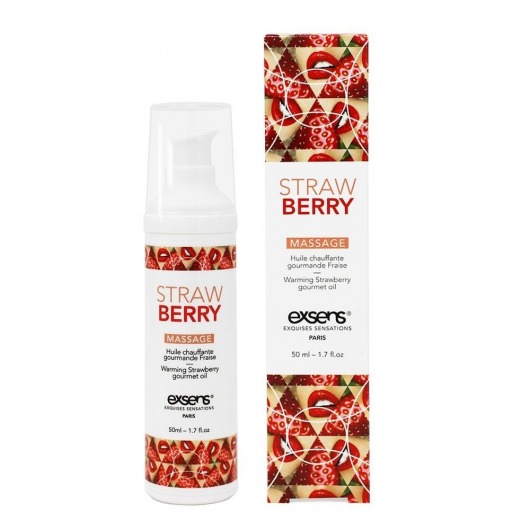 Разогревающее массажное масло  с ароматом клубники Gourmet Strawberry - 50 мл. - Exsens - купить с доставкой в Ульяновске