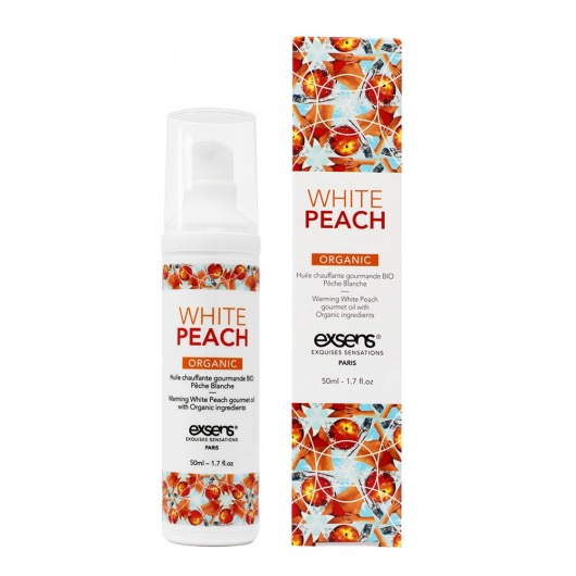 Разогревающее массажное масло Gourmet White Peach Organic с органическими ингредиентами - 50 мл. - Exsens - купить с доставкой в Ульяновске