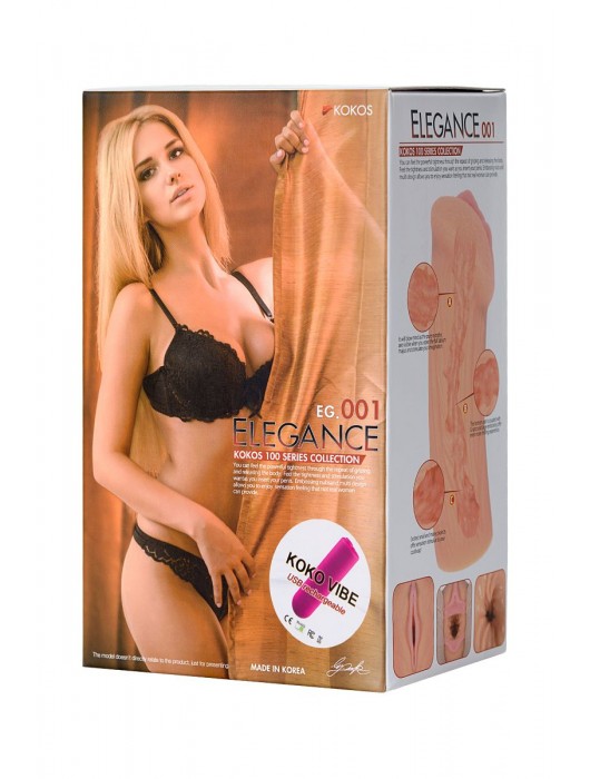Реалистичный мастурбатор-вагина телесного цвета Elegance.001 с вибрацией - KOKOS - в Ульяновске купить с доставкой