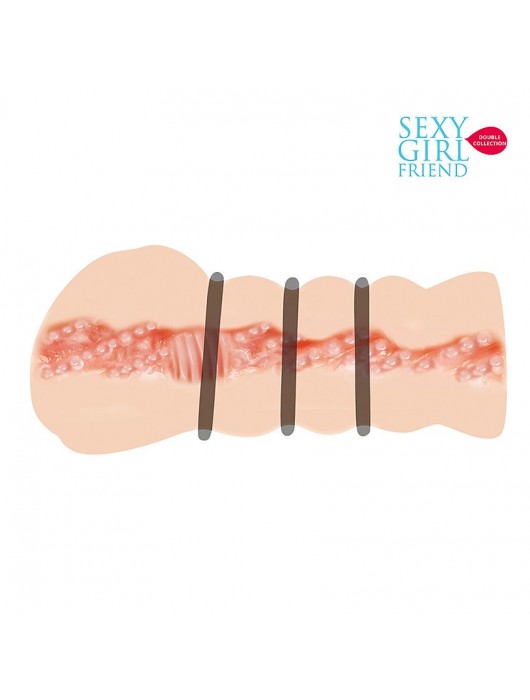 Телесный мастурбатор-вагина с комплектом эрекционных колец - Bior toys - в Ульяновске купить с доставкой