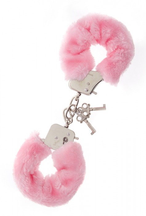 Металлические наручники с розовой меховой опушкой METAL HANDCUFF WITH PLUSH PINK - Dream Toys - купить с доставкой в Ульяновске