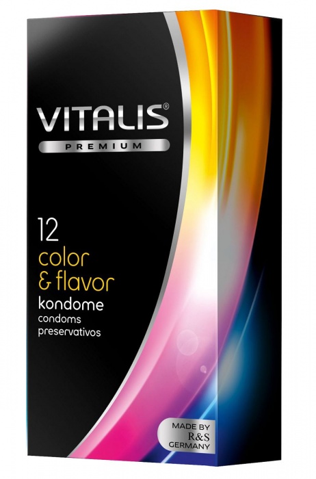 Цветные ароматизированные презервативы VITALIS PREMIUM color   flavor - 12 шт. - Vitalis - купить с доставкой в Ульяновске