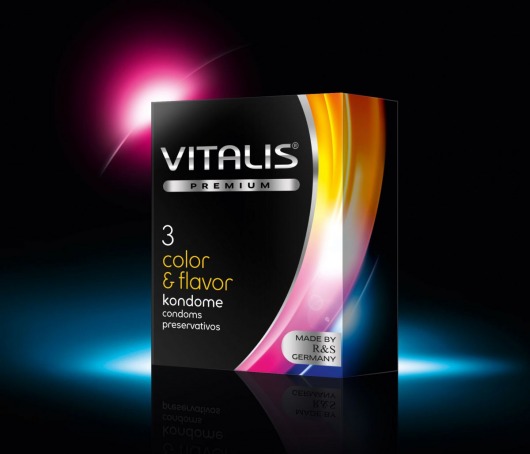 Цветные ароматизированные презервативы VITALIS PREMIUM color   flavor - 3 шт. - Vitalis - купить с доставкой в Ульяновске