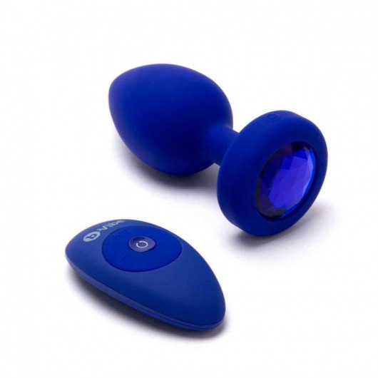 Синяя вибропробка Vibrating Jewel Plug L/XL - 11 см. - b-Vibe