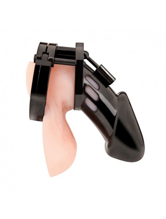 Черная акриловая клетка целомудрия для члена с замком - BlueLine - купить с доставкой в Ульяновске